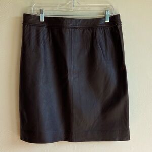 Jaclyn Smith 100% Leather Elegant Chocolate Brown Pencil Skirt Size 14